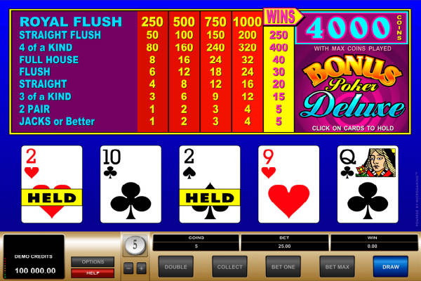 deuces wild video poker im casino Playfortuna