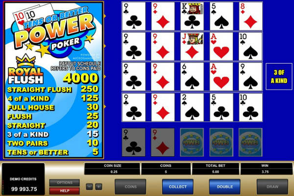 tens or better power poker im casino Playfortuna