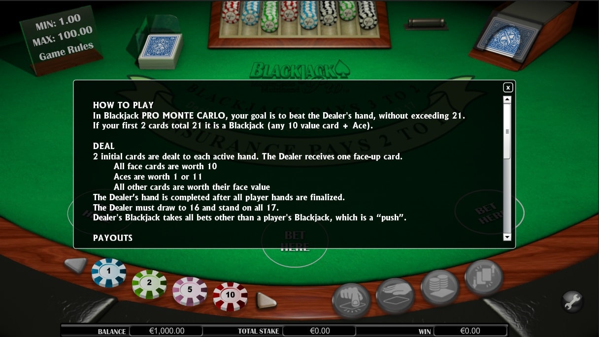 blackjack pro monte carlo