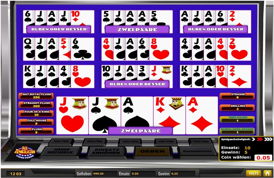 all american video poker im Playfortuna casino